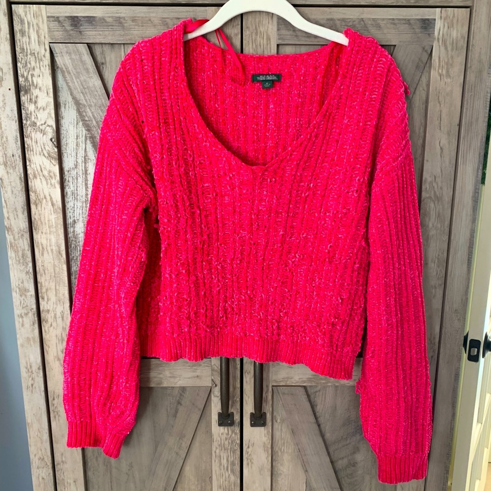 Hot pink crop sweater